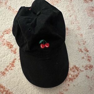 Brandy Melville Black Cherry Embroidered Hat